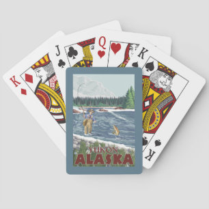 Fliegen-Fischer - Yukon, Alaska Spielkarten