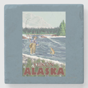 Fliegen-Fischer - Yukon, Alaska Steinuntersetzer