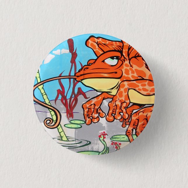 Fliegen-Frosch Button (Vorderseite)