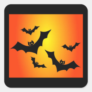 Fliegen-Halloween-Schläger Quadratischer Aufkleber
