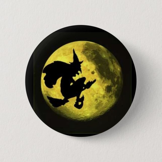 Fliegen-Hexe-Halloween-Knopf Button (Vorderseite)
