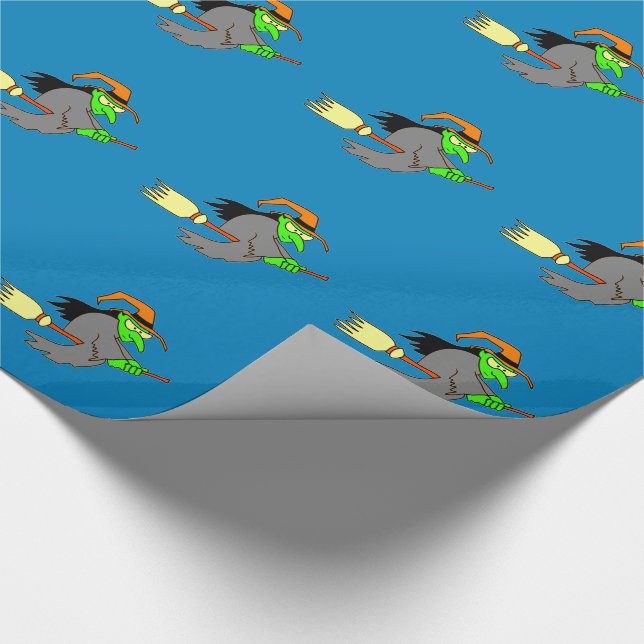 Fliegen-Hexe-Halloween-Packpapier Geschenkpapier (Ecke)