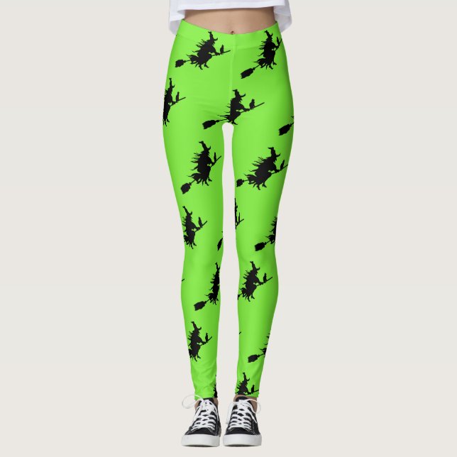 Fliegen-Hexe-Limone grüne Leggings (Vorderseite)