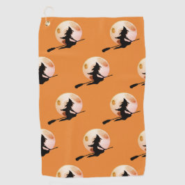 Fliegen-Hexe mit Vollmondmuster Golfhandtuch