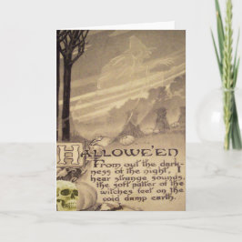 Fliegen-Hexe-Schädel-Kürbis Karte