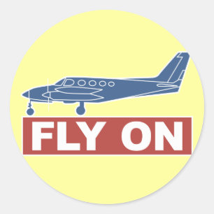Fliegen im Flugzeug Runder Aufkleber