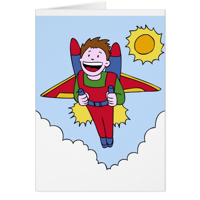 Fliegen-Jet-Satz-Mann-Cartoon (Vorne)