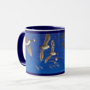 Fliegen-Kanada-Gans-Tasse; Kanadische Gänse im Tasse