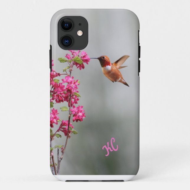 Fliegen-Kolibri und Blumen Case-Mate iPhone Hülle (Rückseite)