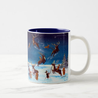 Fliegen-Lektionen Corgi und Ren-Tasse Zweifarbige Tasse