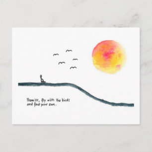 Fliegen mit den Vögeln Postkarte
