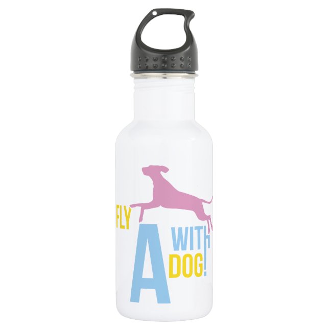 Fliegen mit einem Hund Trinkflasche (Vorderseite)