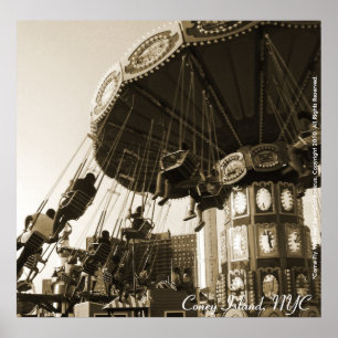 "Fliegen mit mir" Coney Island, NYC Poster