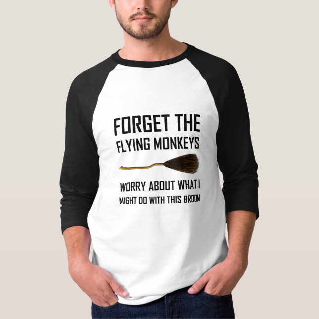 Fliegen Monkeys Hexe-Besen T-Shirt (Vorderseite)