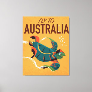Fliegen nach Australien Sea Turtle Reiseplakat Leinwanddruck