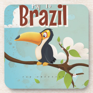 Fliegen nach Brasilien Vintages Ferienplakat Untersetzer