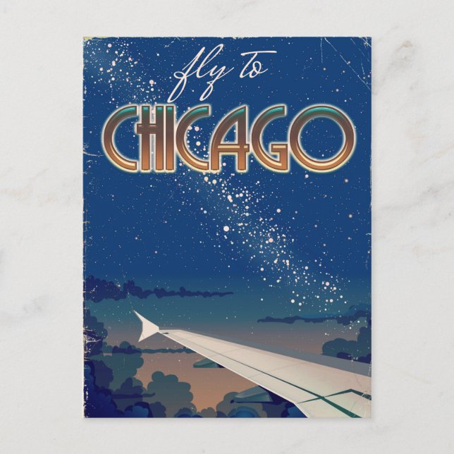 Fliegen nach Chicago Postkarte (Vorderseite)