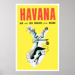 Fliegen nach Havanna Kuba Vintage Reiseplakat Poster
