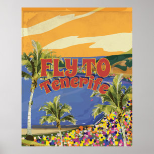 Fliegen nach Teneriffa Vintage Travel Poster