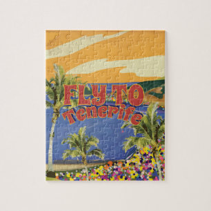 Fliegen nach Teneriffa Vintage Travel Poster Puzzle