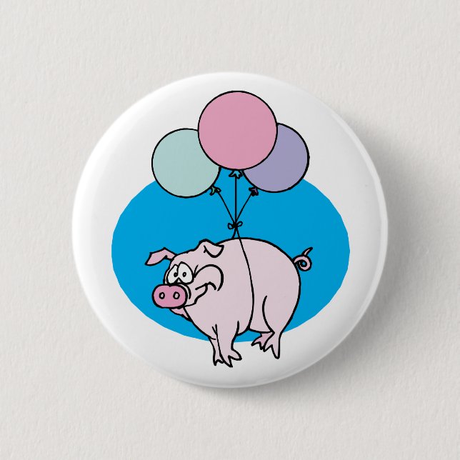 Fliegen-Party-Schwein Button (Vorderseite)