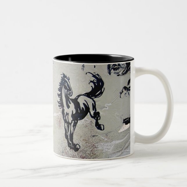 "Fliegen-Pferde " Zweifarbige Tasse (Rechts)