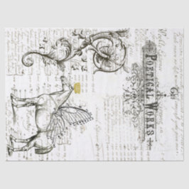 Fliegen-Pferdeskript-Digital-Collagen-Seidenpapier Seidenpapier