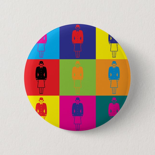 Fliegen-Pop-Kunst Button (Vorderseite)