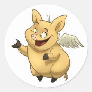 Fliegen-Schwein-Aufkleber Runder Aufkleber