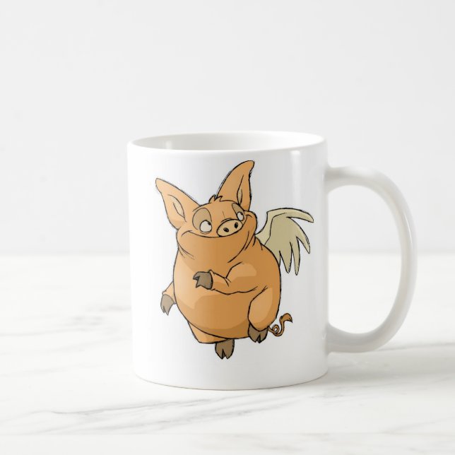 Fliegen-Schwein Kaffeetasse (Rechts)