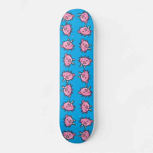 Fliegen-Schwein-Muster-Skateboard Skateboard (Vorderseite)