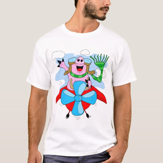Fliegen-Schwein-PilotT - Shirt (Vorderseite)