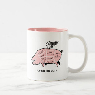 Fliegen-Schwein schneidet Tasse