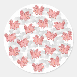 Fliegen-Schweinaufkleber Runder Aufkleber