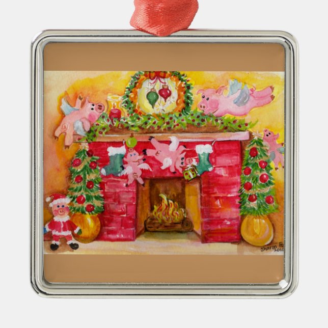 Fliegen-Schweine verzieren Herd-u. Ornament Aus Metall (Vorne)