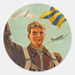 Fliegen Sie höher, weiter und schneller! Runder Aufkleber