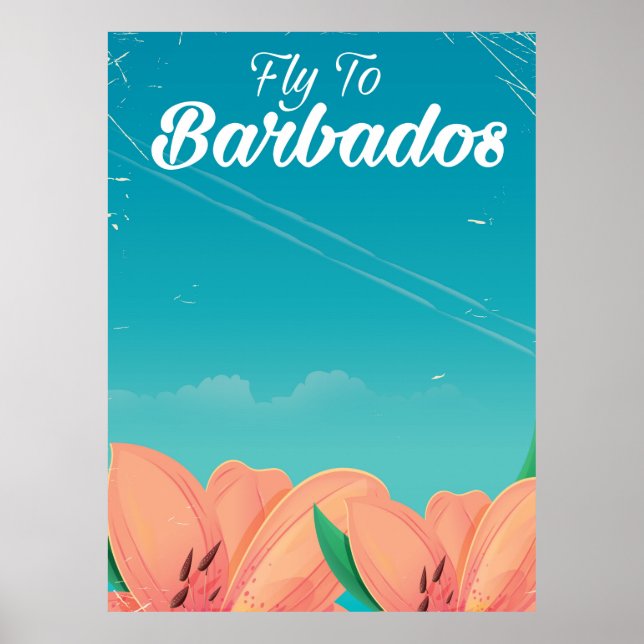Fliegen Sie in Barbados klassisches Reiseplakat Poster (Vorne)