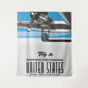 Fliegen Sie in das United Staaten Travel Poster Wandteppich