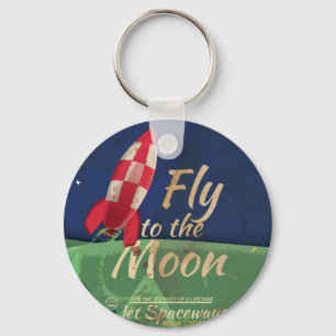 Fliegen Sie mich zum Moon Vintage Travel Poster Schlüsselanhänger