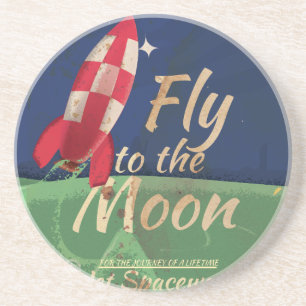 Fliegen Sie mich zum Moon Vintage Travel Poster Untersetzer