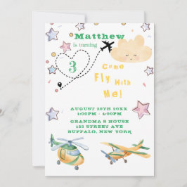 Fliegen Sie mit mir Flugzeuge Boy Birthday Party A Ankündigung