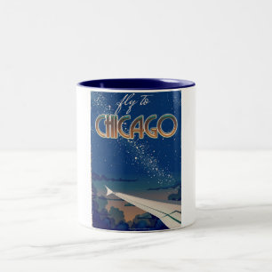 Fliegen Sie nach Chicago Zweifarbige Tasse