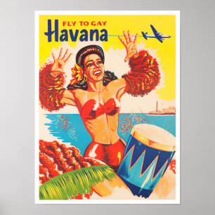 Fliegen Sie nach Havanna Vintage Reiseplakat Poster
