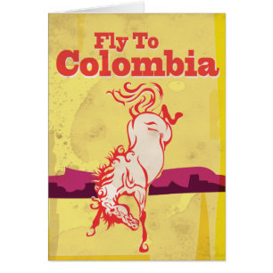 Fliegen Sie nach Kolumbien Vintage-Reiseposter