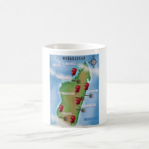 Fliegen Sie nach Madagaskar Vintage-Urlaubsposter Tasse