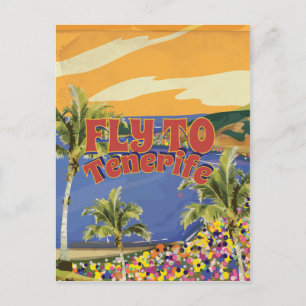 Fliegen Sie nach Teneriffa Vintage-Reiseposter Postkarte