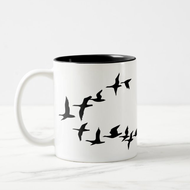 Fliegen-Südgans-Kaffee-Tasse Zweifarbige Tasse (Links)