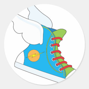 Fliegen-Turnschuh Runder Aufkleber