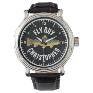 Fliegen TYP Brown Foreut Fishing Personalier Fisch Armbanduhr