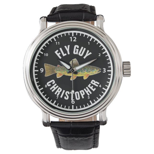 Fliegen TYP Brown Foreut Fishing Personalier Fisch Armbanduhr (Vorderseite)